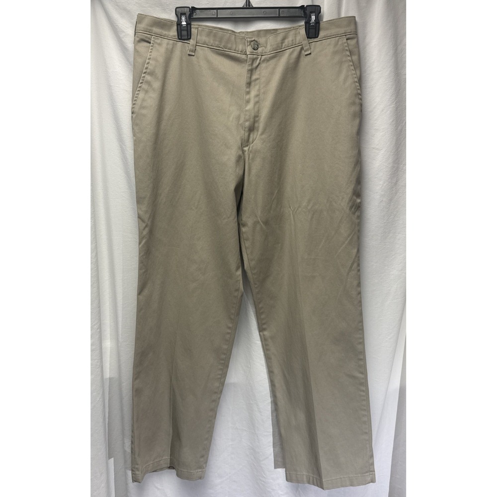 Lee Pants 36x32‎ Mens Khaki Freedom Straight Fit Slacks Stretch Flat Front